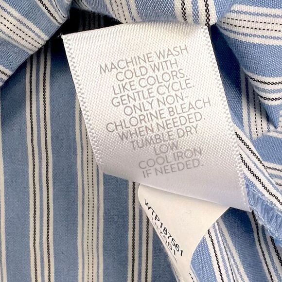 J JILL WOMENS BLOUSE BLUE STRIPED SIZE M SHORTER SLEEVES - Picture 5 of 10